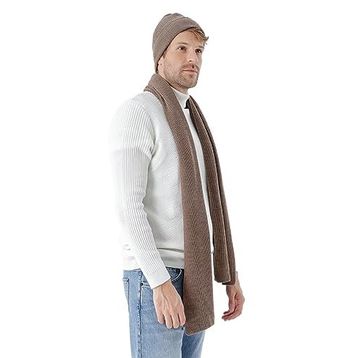 Chuba 22W850 Kahverengi Selanik Örgü Triko Erkek Atkı Bere Takımı