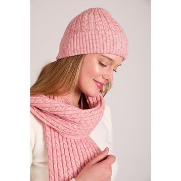 Chuba 23W503 Pembe Saç Örgü Yumuşak Tuşe Kadın Atkı Bere Takımı