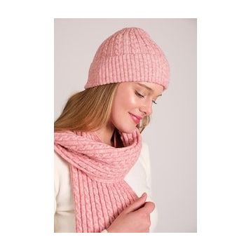 Chuba 23W503 Pembe Saç Örgü Yumuşak Tuşe Kadın Atkı Bere Takımı