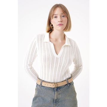 Chuba 25W3004 Beyaz Regular Fit Triko Kadın Kazak