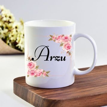 Çiçek Desenli Bardak Acar Kupa 5958 Çiçek Porselen Kupa Bardak
