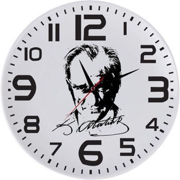 Çılgıntrend 20 x 20 cm Mustafa Kemal Atatürk İmzalı ve Fotoğraflı Cam Duvar Saati