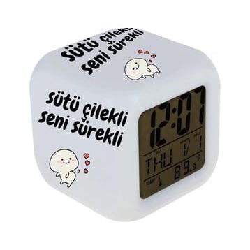 Çılgıntrend 7 Renk Değiştiren Alarmlı Dijital Küp Saat