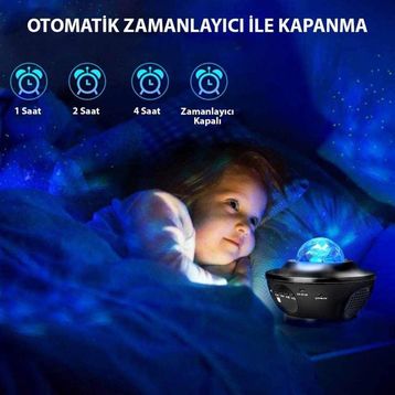 Çılgıntrend Smart Starry Projektör Light-Blth+Müzik+7Farklı Ambians