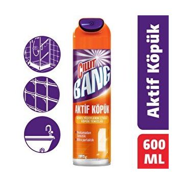 Cillit Bang 600 ml Aktif Köpük Geniş Yüzeylere Özel Duş ve Küvet Yağ ve Kireç Çözücü Sprey