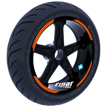 Çınar Extreme Double Stripe Tasarımlı Alev Turuncusu Jant Şeridi Sticker