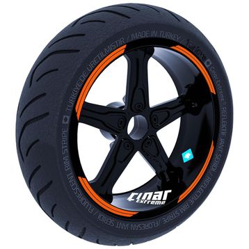 Çınar Extreme Double Stripe Tasarımlı Alev Turuncusu Jant Şeridi Sticker