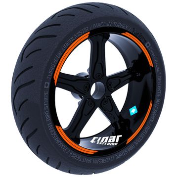 Çınar Extreme Double Stripe Tasarımlı Alev Turuncusu Jant Şeridi Sticker