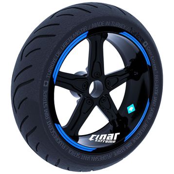 Çınar Extreme Double Stripe Tasarımlı Azur Mavi Jant Şeridi Sticker