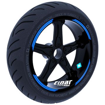 Çınar Extreme Double Stripe Tasarımlı Azur Mavi Jant Şeridi Sticker