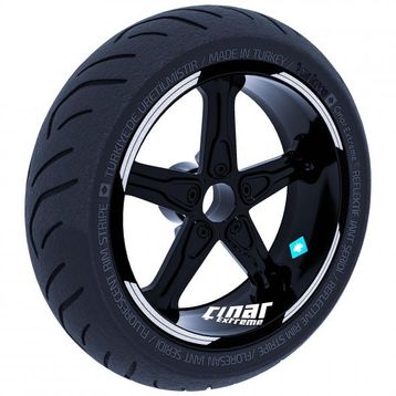 Çınar Extreme Double Stripe Tasarımlı Reflektif Gri Jant Şeridi Sticker