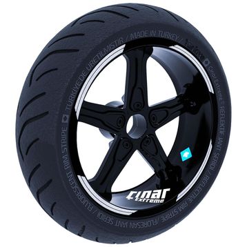 Çınar Extreme Double Stripe Tasarımlı Reflektif Gri Jant Şeridi Sticker