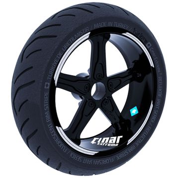 Çınar Extreme Double Stripe Tasarımlı Reflektif Gri Jant Şeridi Sticker