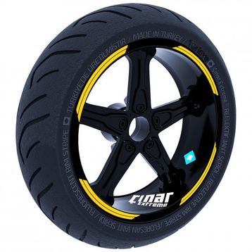 Çınar Extreme Double Stripe Tasarımlı Reflektif Sarı Jant Şeridi Sticker