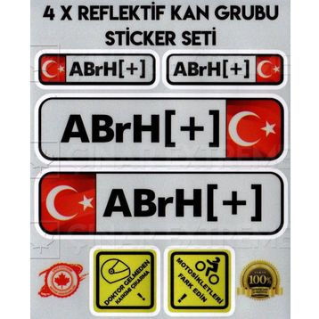Çınar Extreme TR AB rH - Reflektif Kan Grubu Seti Sticker