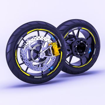 Çınar Extreme Yamaha Yazılı 3 Parçalı Floresan Sarı Yamaha MT-25 ABS Jant Şeridi Sticker