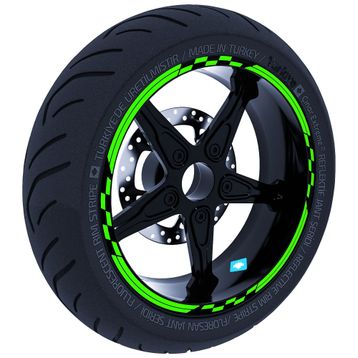 Çınar Extreme Yarış Bayraklı Floresan Yeşil Jant Şeridi Sticker