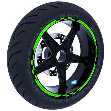 Çınar Extreme Yarış Bayraklı Floresan Yeşil Jant Şeridi Sticker