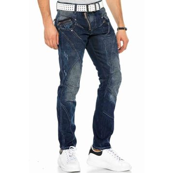 Cipo&Baxx C-0768 Parçalı Dıştan Fermuarlı Lacivert Erkek Kot Pantolon