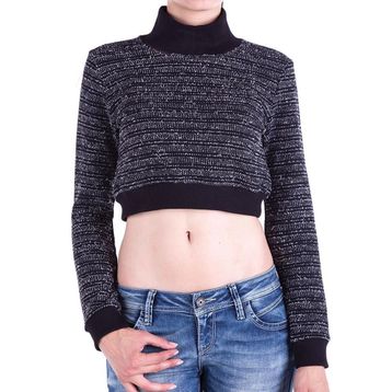 Cipo&Baxx C46302 Siyah Boğazlı Kısa Gri Kadın Triko