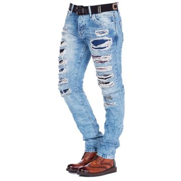 Cipo&Baxx CD131 Yırtık Renkli Yama Düşük Bel Mavi Erkek Jeans