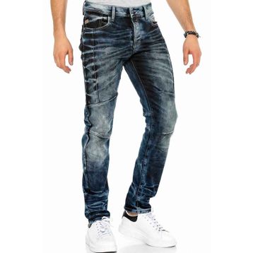 Cipo&Baxx CD286 Dekoratif Dikişli Yıkamalı Koyu Mavi Erkek Jeans