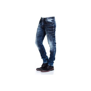 Cipo&Baxx CD286 Dekoratif Dikişli Yıkamalı Koyu Mavi Erkek Jeans