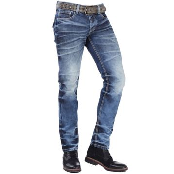 Cipo&Baxx CD328 Yıkanmış Lacivert Regular Fit Erkek Kot Pantolon
