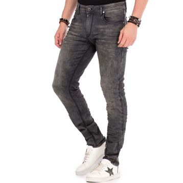 Cipo&Baxx CD374 Siyah Eskimiş Slim Fit Erkek Kot Pantolon