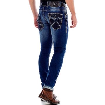 Cipo&Baxx CD485 Mavi Eskimiş Yıkamalı Koyu Erkek Kot Pantolon