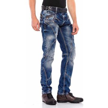 Cipo&Baxx CD563 Mavi Parçalı Dikişli Regular Erkek Kot Pantolon