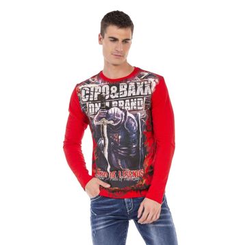 Cipo&Baxx Cl452 Taşlı Baskılı Kırmızı Kadın Sweatshirt