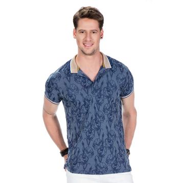 Cipo&Baxx CT451 Polo Yaka Çiçekli Desenli Lacivert Erkek Tişört