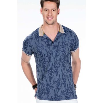 Cipo&Baxx CT451 Polo Yaka Çiçekli Desenli Lacivert Erkek Tişört