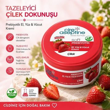 Cire Aseptine Soft 100 ml Çilek Prebiyotikli Krem