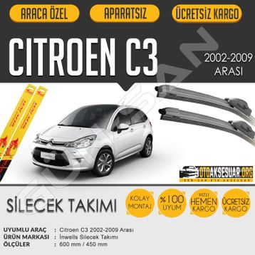 Citroen C3 2002-2009 Muz Silecek Takımı