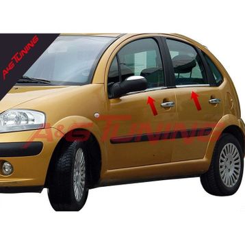 Citroen C3 Tk 2002-2009 Paslanmaz Çelik 4 Parça Krom Cam Çıtası