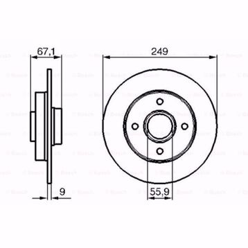 Citroen C4 2004/2011 249x9x67x4 Düz Arka Fren Diski