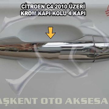 Citroen C4 2010 Üzeri Paslanmaz Çelik 4 Kapı Krom Kapı Kolu