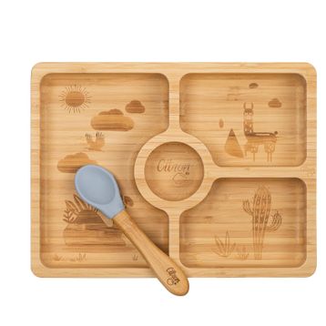 Citron 1073568 Bölmeli Organik Bambu Kare Yemek Takımı