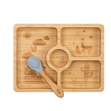 Citron 1073568 Bölmeli Organik Bambu Kare Yemek Takımı