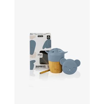 Citron 1073636 Blue 2'si 1 Arada Kapaklı ve Pipetli Organik Bambu Alıştırma Bardağı
