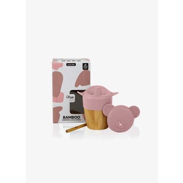 Citron 1073643 Pink 2'si 1 Arada Kapaklı ve Pipetli Organik Bambu Alıştırma Bardağı