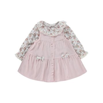 Civil Baby Çiçek Baskılı Düğmeli 6-18 Ay Pudra Elbise