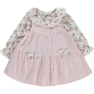 Civil Baby Çiçek Baskılı Düğmeli 6-18 Ay Pudra Elbise