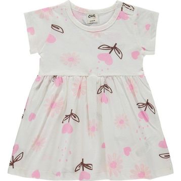 Civil Baby Çiçek Kalp Empirme 6-18 Ay Ekru Elbise