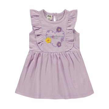 Civil Baby Kalp Baskı Çiçek 6-18 Ay Lila Elbise