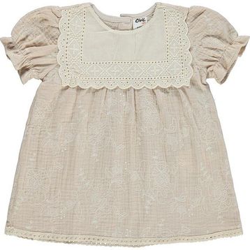 Civil Baby Kare Yaka Brodeli 6-18 Ay Bej Elbise