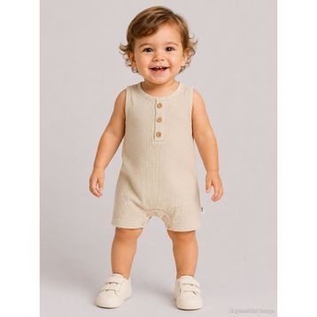 Civil Baby Likralı Müslin 6-18 Ay Kahverengi Tulum