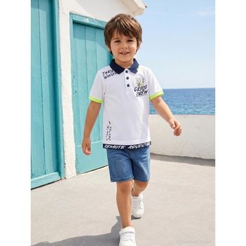 Civil Croco Crew Baskılı 2-5 Yaş Beyaz Erkek Çocuk Şort